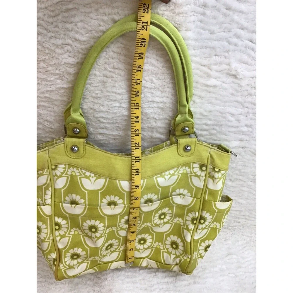 Petunia Pickle Bottom Diaper Bag Big Tote Washable Vinyl Limey Yellow Crossbody